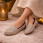 Gold embellished Punjabi jutti by Desi Step London