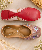 Rose gold crystal embellished Punjabi juttis - crystal detail