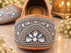 Silver crystal embellished Punjabi juttis - side view